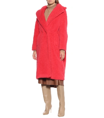 Shop Max Mara Teddy Bear Icon Alpaca-blend Coat In Red