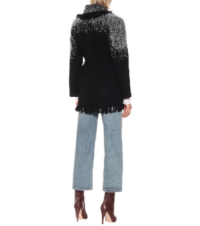 Shop Alanui Hoarfrost Wool And Cashmere Cardigan In Black