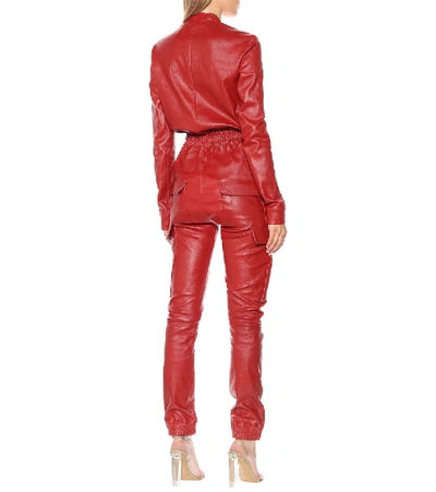 Shop Rick Owens Lillies Leather Jumpsuit In Red