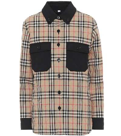 Shop Burberry Vintage Check Quilted Wool Shirt In Beige