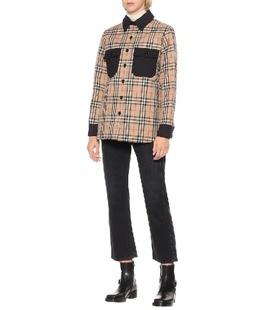 Shop Burberry Vintage Check Quilted Wool Shirt In Beige