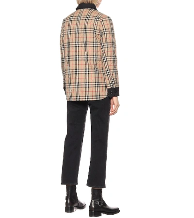 Shop Burberry Vintage Check Quilted Wool Shirt In Beige