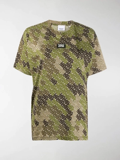 Shop Burberry Camouflage Monogram T-shirt In Neutrals