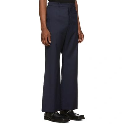 Shop Martine Rose Navy Double Flare Trousers