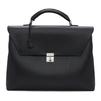 Shop Valextra Black Avietta Lock Briefcase In Nn Nero