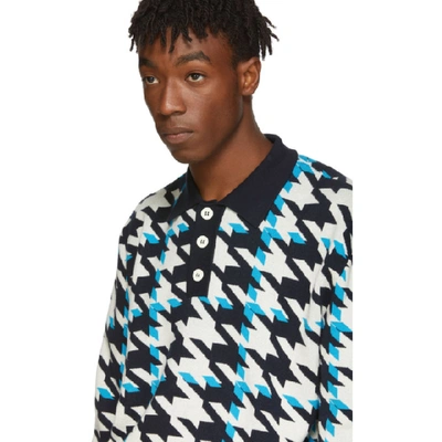 Shop Sunnei Blue Fuxia Felted Woven Oversized Polo In Blue Pied