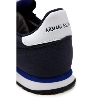 Shop Armani Exchange Blue Polyamide Sneakers