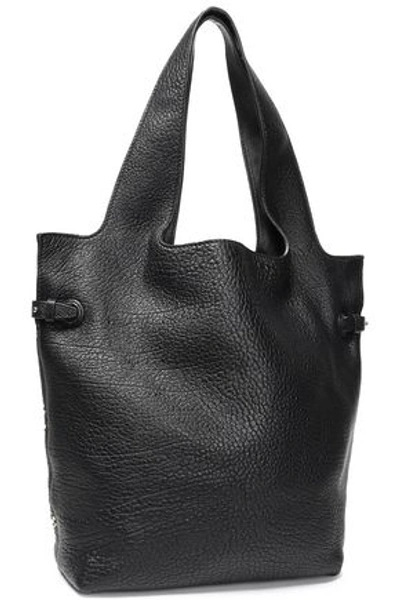 Shop Roberto Cavalli Woman Studded Pebbled-leather Tote Black