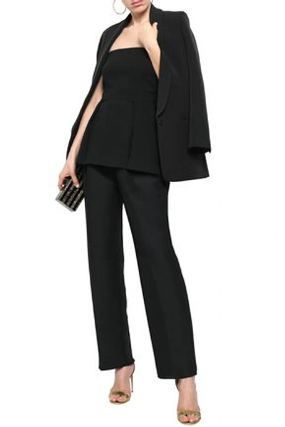 Shop Roberto Cavalli Wool And Mohair-blend Straight-leg Pants In Black
