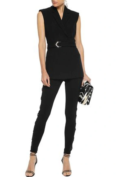 Shop Versace Woman Belted Stretch-crepe Vest Black