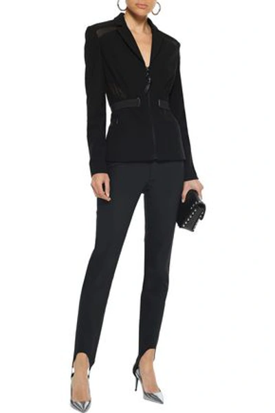 Shop Versace Woman Mesh-trimmed  Stretch-crepe Jacket Black
