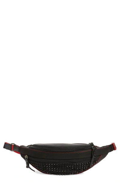 Shop Christian Louboutin Parisnyc Spiked Nylon & Leather Belt Bag In Black