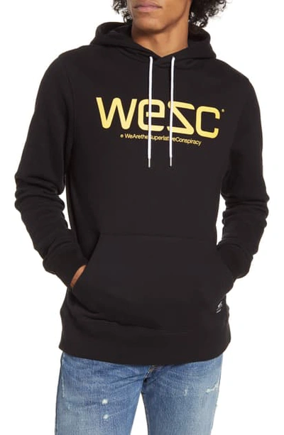 Shop Wesc Mike Logo Hooded Sweatshirt In Black