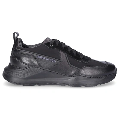 Shop Santoni Low-top Sneakers 21249 Calfskin Logo Black