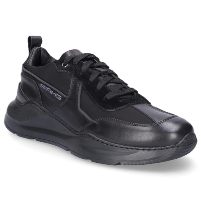 Shop Santoni Low-top Sneakers 21249 Calfskin Logo Black