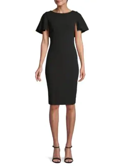 Shop Calvin Klein Collection Ruffle Cape Sheath Dress In Black