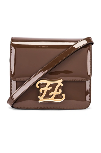 Shop Fendi Karligraphy Mini Bag In Brown