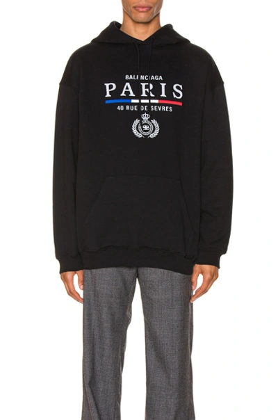 Shop Balenciaga Paris Flag Hoodie In Black