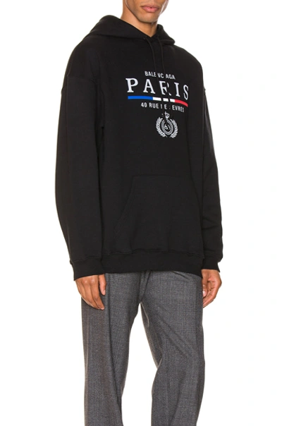 Shop Balenciaga Paris Flag Hoodie In Black