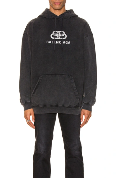 Balenciaga Oversized Logo Hoodie Anthracite | ModeSens