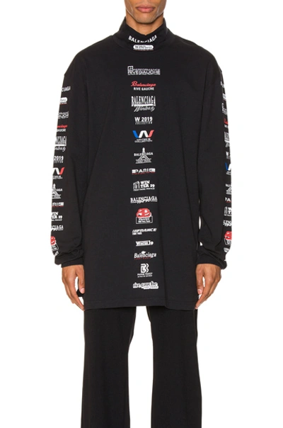 Shop Balenciaga Logo List Long Sleeve Tee In Black