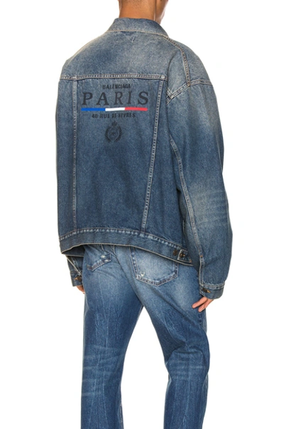 Balenciaga Paris Flag Denim Jacket In Denim Medium In Dirty Vintage Blue |  ModeSens