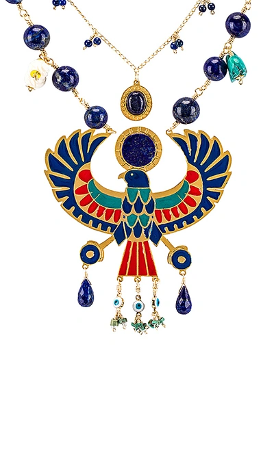 Shop Mercedes Salazar Eagle Pendant Necklace In Blue.