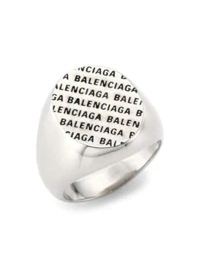 Shop Balenciaga Precious Logo Ring In Palladium