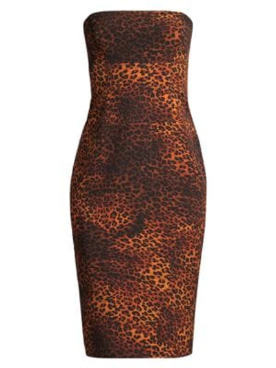 Shop Black Halo Jackie Leopard Print Strapless Dress In Night Leopard