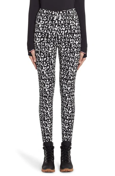 Shop Moncler Logo Jacquard Leggings In Black