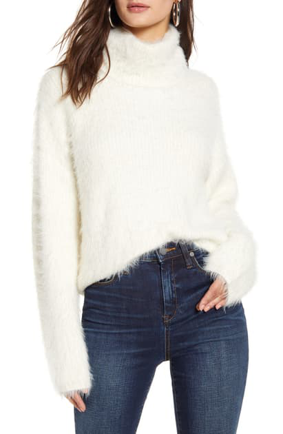 Vero Moda Poilu Oversize Eyelash Sweater In Pristine | ModeSens