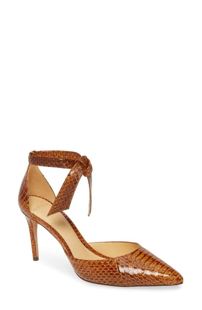 Shop Alexandre Birman New Clarita Genuine Snakeskin Ankle Strap Pump In Walnut