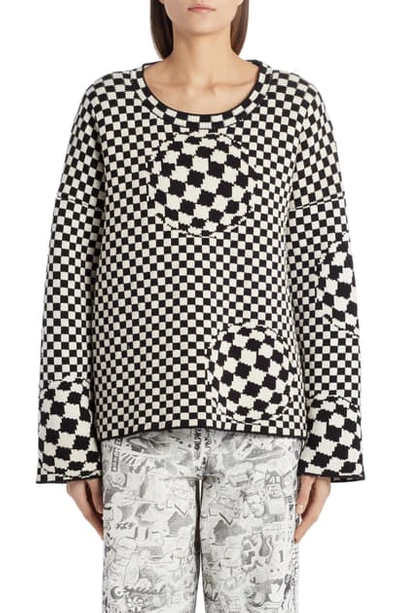 Shop Off-white Check Knit Sweater In Black No Color