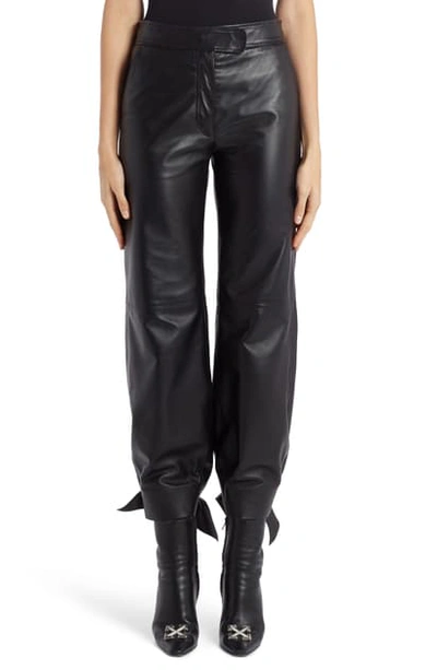Shop Off-white Bow Leather Track Pants In Black No Color