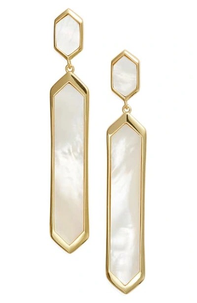 Shop Argento Vivo Mother-of-pearl & Sterling Silver Drop Earrings In Gold/ Mop