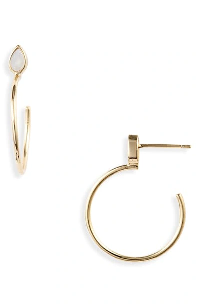 Shop Argento Vivo Mother Of Pearl Hoop Earrings In Gold/ Mop