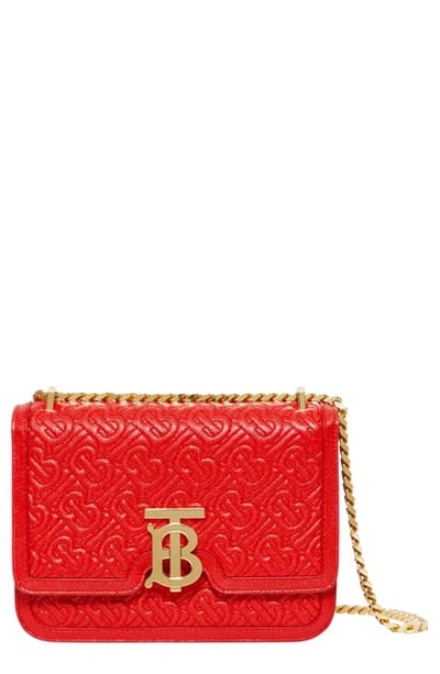 Shop Burberry Small Tb Monogram Quilted Leather Bag In Bright Red