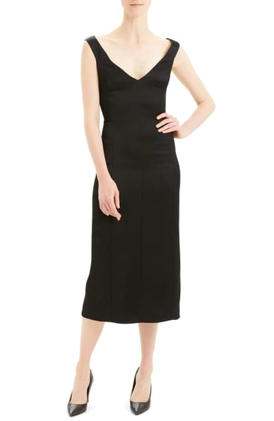Shop Theory Midi Crepe Sheath Dress In Black