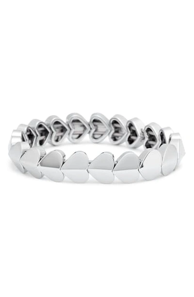 Shop Kate Spade Heart Stretch Bracelet In Silver