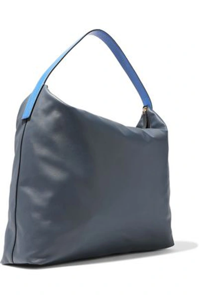 Shop Marni Leather Tote In Cobalt Blue