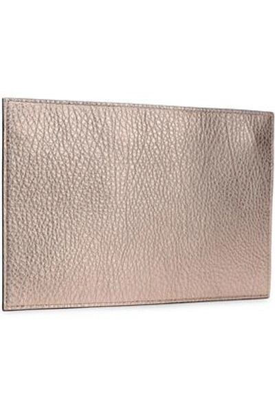Shop Marni Textured-leather Pouch In Bronze