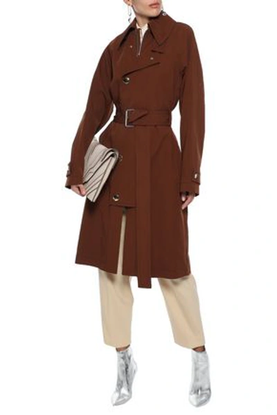 Shop Marni Woman Wool And Cotton-blend Twill Trench Coat Chocolate