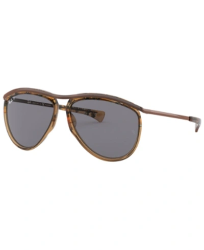 Shop Ray Ban Ray-ban Olympian Aviator Polarized Sunglasses, Rb2219 59 In Grad Havana Brown On Tr Brown/polar Grey