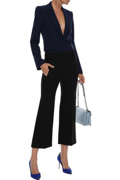 Shop Versace Woman Silk-crepe Kick-flare Pants Black