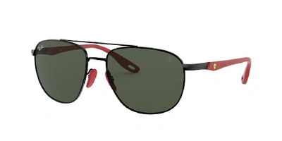 Ray Ban Rb3659m Scuderia Ferrari Collection Sunglasses Black Frame Green Lenses 57-17 In Green