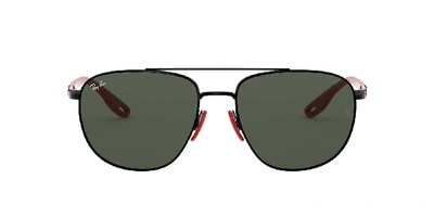 Ray Ban Rb3659m Scuderia Ferrari Collection Sunglasses Black Frame Green Lenses 57-17 In Green