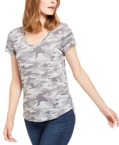 Shop Vince Camuto Camouflage-print Top In Silver Heather