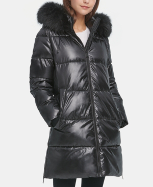 dkny hooded puffer coat