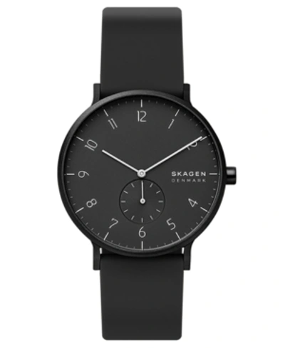 Skagen Aaren Kulor Aluminum Silicone Strap Watch 41mm Created For Macy's In Black