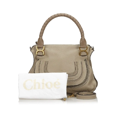 Pre-owned Chloé Leather Marcie Satchel In Neutrals